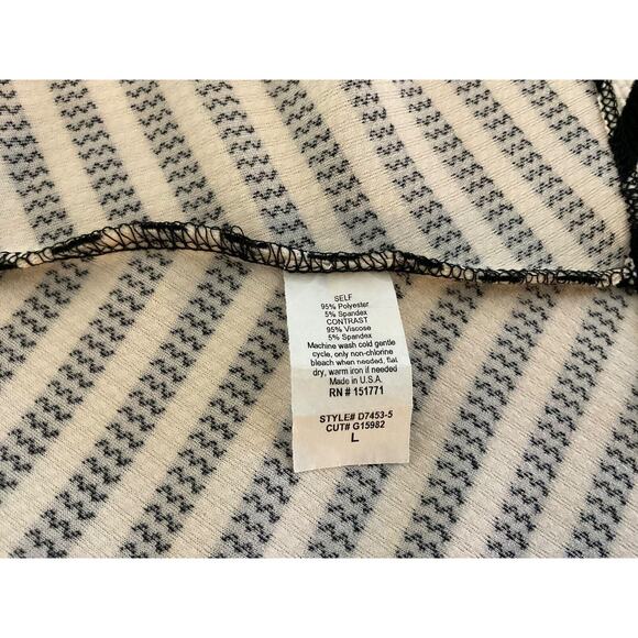 Gilli Women's‎ Large Black White Striped Dress V Neck Short Sleeve Made in USA - Picture 3 of 9